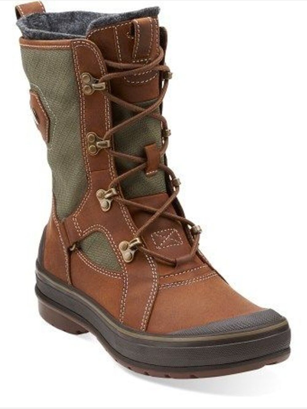 Clarks Muckers Squall Brown & Green Mid-Calf Weatherproof Boots Women US 9M